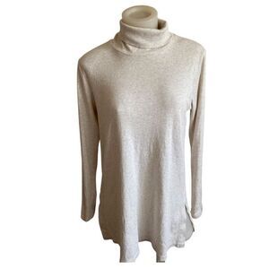 J Jill Turtleneck - S tan Pima cotton , armpit to armpit-29 , L -27